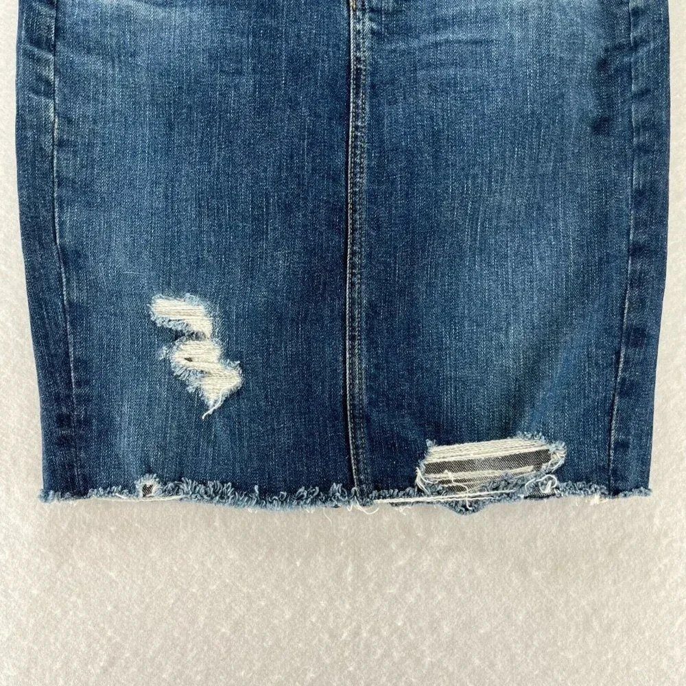 Adriano Goldschmied Skirt Size 24 The Erin Pencil Distressed Slit Denim Blue - Picture 3 of 9